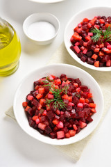 Beet salad in bowl