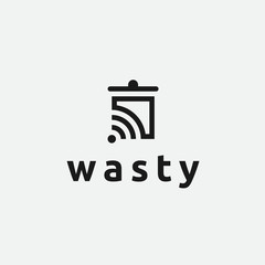 signal trash can logo icon vector designs