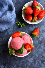 Strawberry ice cream with fresh berries