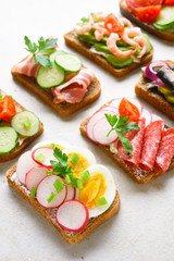 Assortment open sandwiches