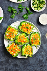 Baked green bell peppers
