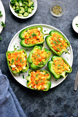 Baked green bell peppers