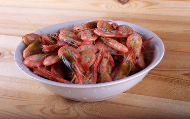 Shrimps on table
