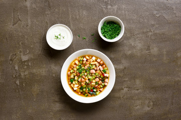 Cold russian soup Okroshka