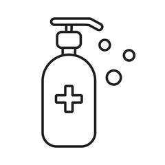 Antibacterial hand sanitizer, disinfection gel line icon, outline vector sign, linear style pictogram isolated on white. Symbol, logo illustration Coronavirus bacteria covid-19 concept