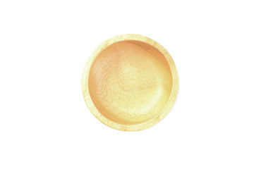 Top view wooden bowl on white background