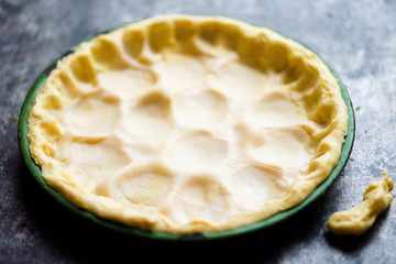 rustic shortcrust pie pastry in baking pan