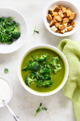 Healthy broccoli green pea soup