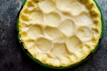 rustic shortcrust pie pastry in baking pan