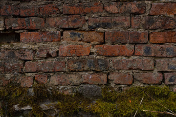 Fototapeta premium old crumbling abandoned brick wall