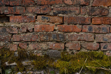 old crumbling abandoned brick wall