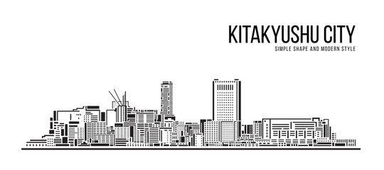 Cityscape Building Abstract Simple shape and modern style art Vector design - Kitakyushu city