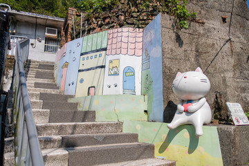Taipei, Taiwan - Scenery of Houtong cat village in Taipei, Taiwan. on Oct 5, 2019