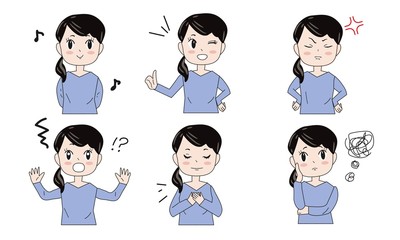 女性の表情セット