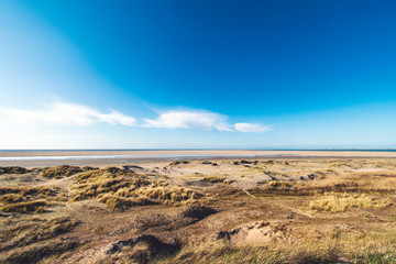 Blick über die Dünen bei Sankt Peter-Ording in Schleswig-Holstein