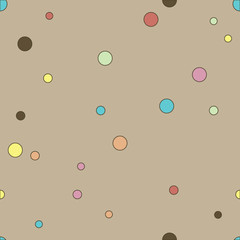 Colorful dotted seamless pattern. Polka Dot on beige background Background. Vector illustration