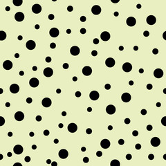 Dotted seamless pattern. Black Polka Dot on beige background Background. Vector illustration. Monochrome minimalist graphic design. Wallpaper, furniture fabric, textile