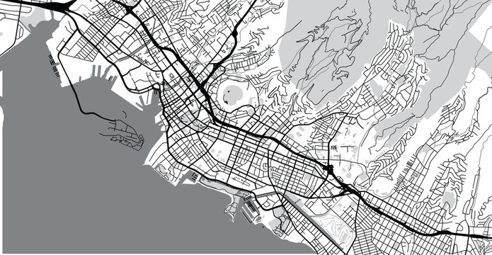 Urban vector city map of Honolulu, USA. Hawaii state capital