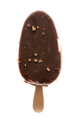 popsicle ice cream with broken chocolate and nuts isolated