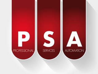 PSA - Professional Services Automation acronym, technology concept background