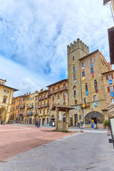 Obraz premium View of the Piazza Grande in the center of Arezzo in Tuscany, Italy,