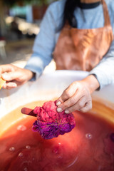 Process of dye fabrics indigo in Thailand.