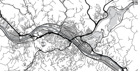 Urban vector city map of Charleston, USA. West Virginia state capital