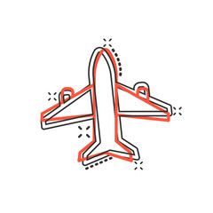 Plane icon in comic style. Airplane cartoon vector illustration on white isolated background. Flight airliner splash effect business concept.