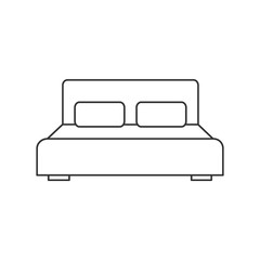 Bed icon line vector illustration isolated on white background. House apartments for bedroom.