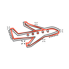 Plane icon in comic style. Airplane cartoon vector illustration on white isolated background. Flight airliner splash effect business concept.
