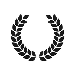 Laurel wreath black symbol vector illustration isolated on white.