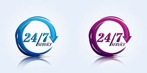 24/7 service vector icon Customer service, Business, commerce and industry, purple, blue, logo, text, service