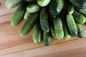 Cucumbers on table