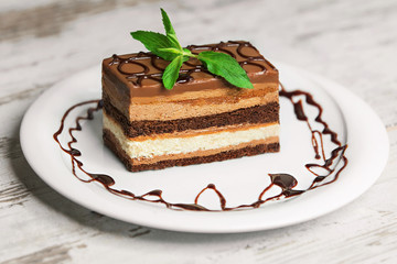 Delicious cake. Healthy food. Top view.