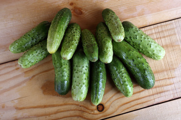 Cucumbers on table