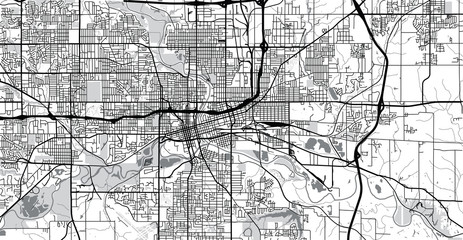 Fototapeta premium Urban vector city map of Des Moines, USA. Iowa state capital