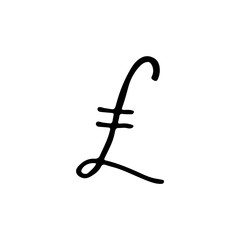 Black and white doodle currency. Images of the pound sterling symbol.
