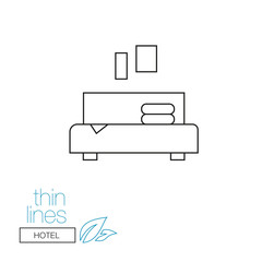 Thin line icon. Icon on a hotel theme. Bed