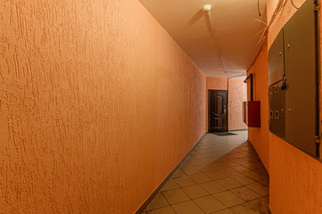 Russia, Moscow- January 15, 2020: interior room apartment public place, house entrance. doors, walls, corridors staircase
