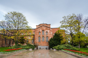 Fototapeta na wymiar Saint Sofia church in Sofia, Bulgaria on a rainy spring day. Sofia landmarks. 