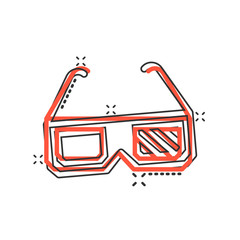 Film icon in comic style. Movie cartoon vector illustration on white isolated background. 3d glasses splash effect business concept.