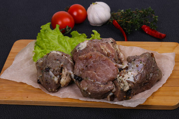 Marinated pork meat ready for coocking