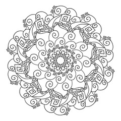 Simple mandala on a white background. Colouring page