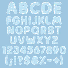 Alphabet, letters, numbers and signs made of plastic, polyethylene, cellophane. Set of isolated vector objects.