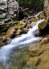 Naklejka na ściany i meble small waterfall in the forest