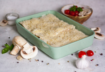 Vegetarische Spinat-Pilz-Lasagne