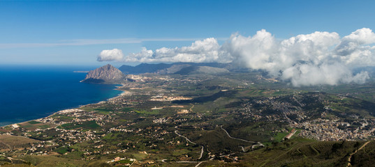 Erice in Sicily, beautifully located 750 m above sea level medieval norman fortress Castello di...