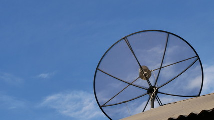 Satellite dish on the roof to watch TV.