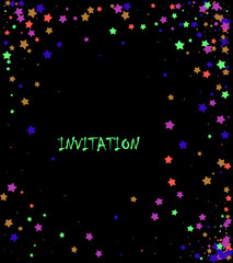 Colorful explosion of confetti. Colored glitter and sprinkles. Grainy abstract holiday illustration. Isolated on black background.