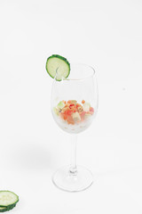 diced vegetables on an isolated background